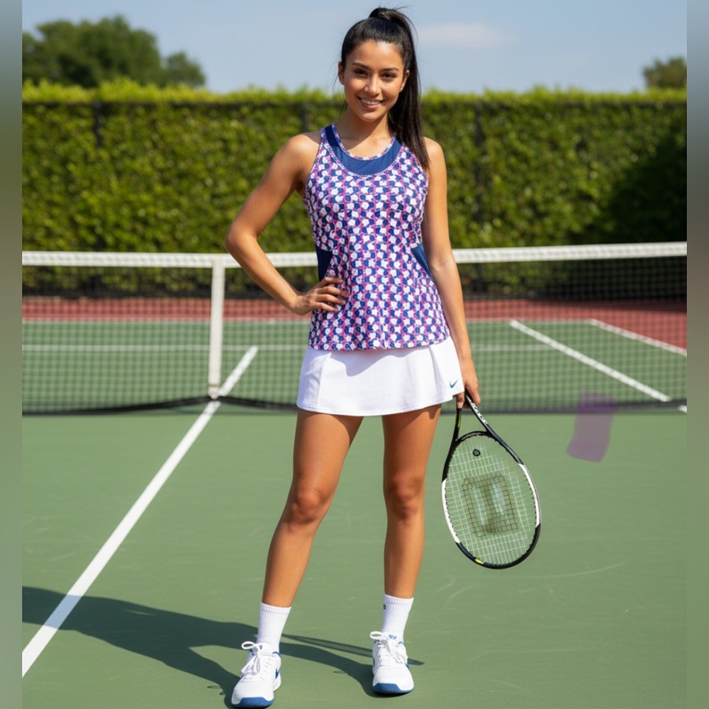 Jerdog Athletic Tank in Navy Blue and Pink - Size Small